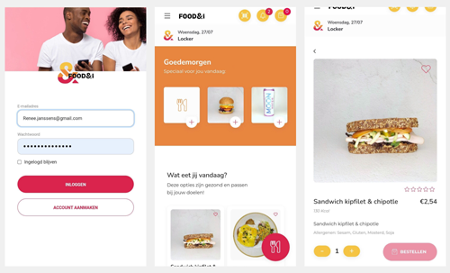 Food&i printscreen smartphone webapp