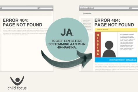 Facilicom helpt Child Focus met aangepaste 404 "Not Found" pagina
